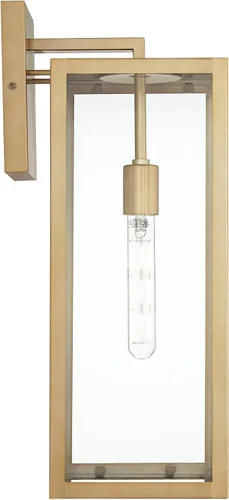 Vista 7 de John Timberland Titan - Juego de 2 lámparas de pared modernas para exteriores, marco rectangular dorado suave de 20 1/4 pulgadas, paneles de vidrio