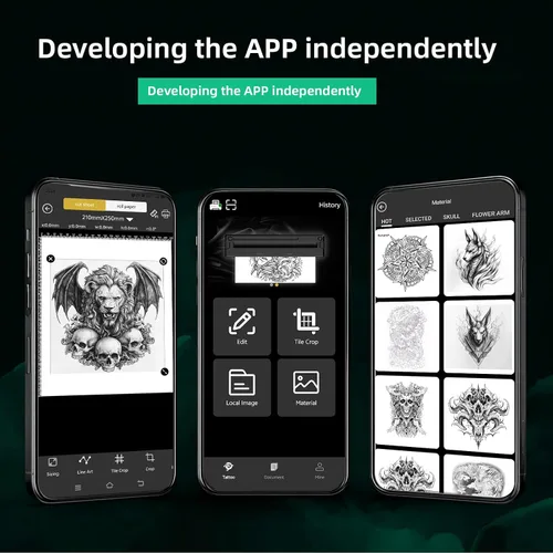Vista 9 de Máquina de impresión de plantillas de tatuajes para tatuajes, impresora térmica portátil Bluetooth de transferencia de tatuajes para artistas