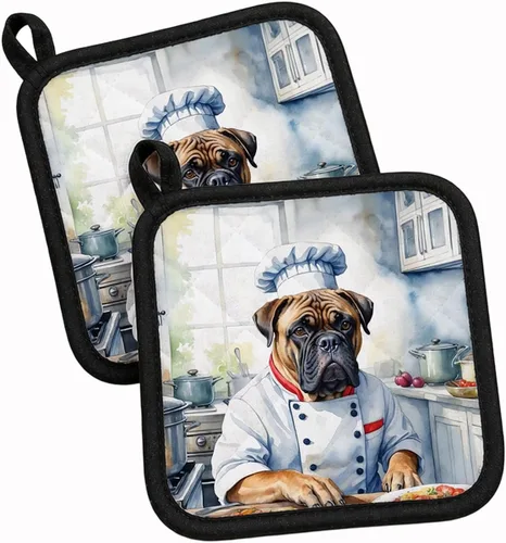 Vista 86 de Caroline's Treasures Coton de Tulear El Chef Par de Agarraderas de Ollas de Cocina Resistentes al Calor Juegos de Agarraderas de Ollas Almohadillas