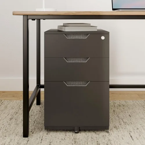 Vista 2 de Amazon Basics Archivador móvil de 3 cajones con cerradura, archivador