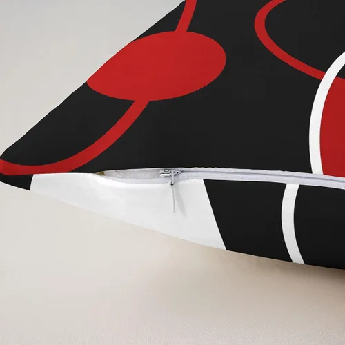 Vista 5 de Juego de 4 fundas de almohada geométricas de 20 x 20 pulgadas, fundas de almohada modernas de color rojo, blanco y negro para cama, sofá, fundas