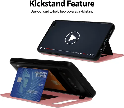 Vista 7 de GOOSPERY Funda magnética con parachoques para puerta compatible con Galaxy S10 Plus, estuche tipo billetera con soporte para tarjetas, cierre Rosado