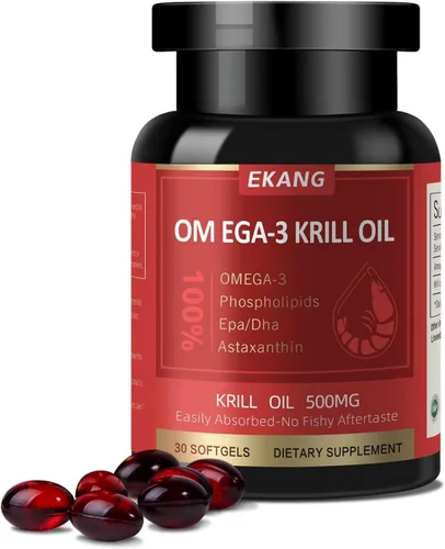 Vista 9 de Aceite de krill antártico 500 mg con omega-3, EPA, DHA y astaxantina y fosfolípidos, sin sabor a pescado, suplemento dietético para articulaciones