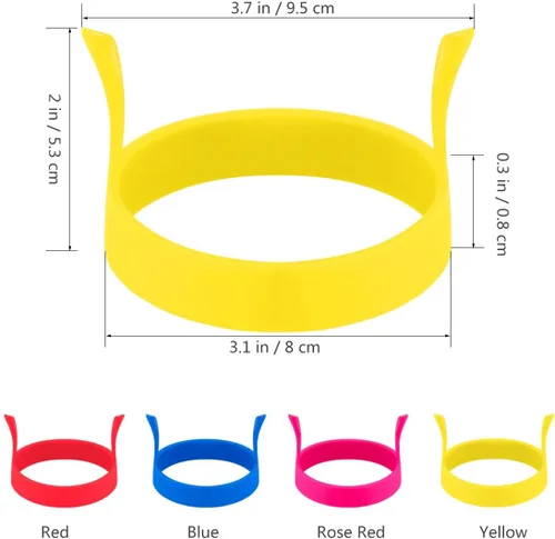 Vista 4 de 4 piezas de anillos de huevo de silicona, moldes antiadherentes redondos para desayuno, herramienta de molde para el hogar, anillos de cocina, molde
