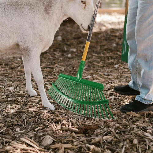 Vista 4 de INOOMP Rastrillo de hojas para césped, herramienta de jardinería resistente, dientes para una limpieza eficiente de hojas y desechos, diseño