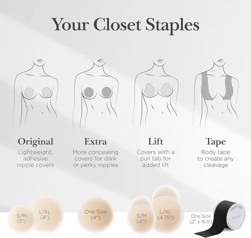 Vista 3 de Nippies Fundas extra para pezones para mujer Pasties de sujetador de silicona adhesiva, talla única