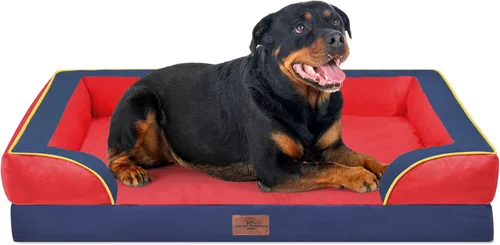 Vista 107 de Comfort Expression - Cama ortopédica para perros medianos, 28 x 19 pulgadas, cama impermeable y de apoyo de espuma con cojines removibles, sofá
