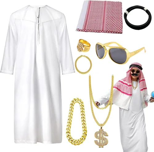 Vista 10 de Disfraz de Sheikh para hombre, accesorios de cosplay 56 (L)