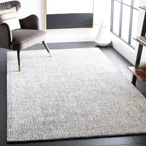 Vista 13 de SAFAVIEH Abstract Collection - Alfombra decorativa, 2 x 3 pies, marfil y negro, hecha a mano de lana y viscosa, ideal para zonas de alto tráfico