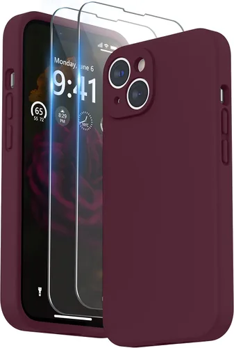Vista 21 de SURPHY Funda para iPhone 14 Plus con Protector de Pantalla y Protección de Cámara, Funda de Teléfono de Silicona Líquida con Forro de Microfibra