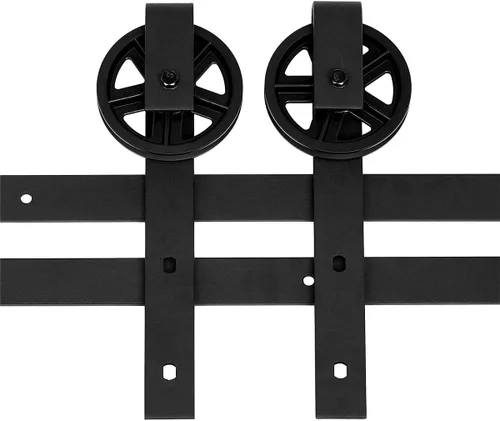 Vista 2 de Amazon Basics Kit de herrajes para puerta corrediza de granero resistente de 6.6 pies, apto para paneles de 36 a 40 pulgadas de ancho, 1-3/8 a 1-3/4