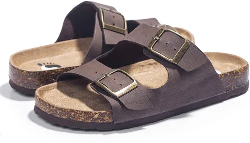 Vista 7 de FITORY Sandalias con purpurina para niños y niñas, pantuflas de corcho con correas ajustables para niños pequeños y niños grandes
