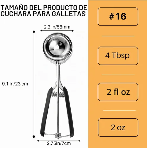 Vista 2 de JUNADAEL J Cuchara de galletas de 4 cucharadas, cucharadas de galletas de 2 onzas para hornear, cuchara para magdalenas para hornear, agarre cómodo