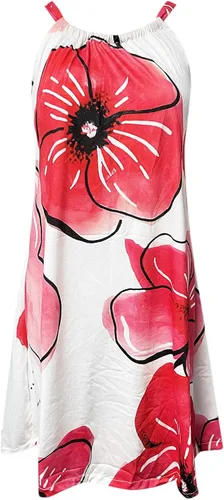 Vista 3 de Tavorpt Vestidos de verano para mujer, estilo bohemio, con bandera estadounidense, vestido patriótico, floral, sin mangas, casual, sin mangas