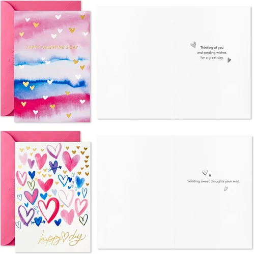 Vista 4 de Hallmark Surtido de tarjetas del día de San Valentín, lámina dorada y acuarela (36 tarjetas y sobres)