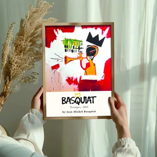 Vista 2 de RETRART Basquiat - Arte de pared de 8 x 10 pulgadas, impresión en lienzo de grafiti, póster de arte callejero para decoración de dormitorio