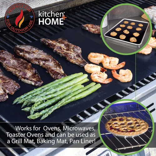 Vista 4 de Juego de 2 revestimientos para horno de cocina y hogar, grande, resistente, 100% libre de PFOA y BPA, antiadherente, reutilizable, para hornos
