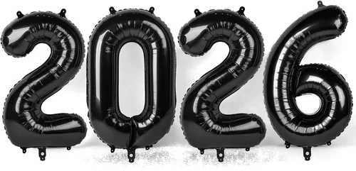 Vista 42 de Globo negro de 40 pulgadas con números del 0 al 9 (cero-nueve), globo de cumpleaños de gran tamaño, globo de helio de aluminio con números grandes
