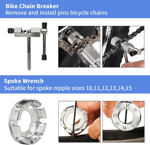 Vista 3 de Kit de herramientas para bicicleta, 10 piezas de herramientas profesionales de reparación de bicicletas para bicicleta de montaña con extractor