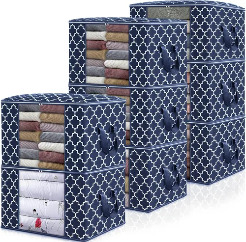 Vista 25 de ISELIFE Bolsas de Almacenamiento 100L Paquete de 2 Bolsas Grandes para Mantas y Ropa, Contenedores de Organización y Almacenamiento para Ropa