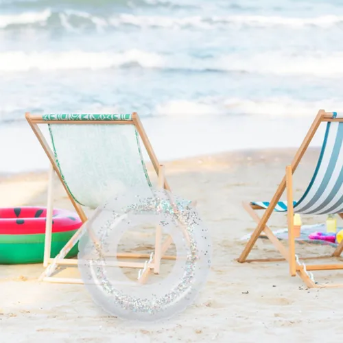 Vista 5 de Anillo de natación inflable transparente con lentejuelas brillantes, flotador de piscina de PVC de 24 pulgadas para niños, ligero y fácil