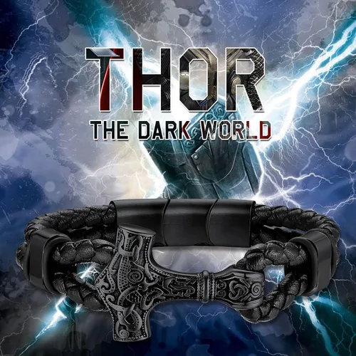 Vista 7 de Bestyle Pulseras vikingas trenzadas de cuero genuino para hombres y niños, estilo vintage, martillo de Thor, calavera, masón masónico, pulseras