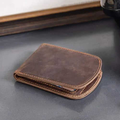Vista 4 de Polare Slim Curve Front Pocket RFID Bloqueo Italiano Cartera plegable de cuero real para hombre