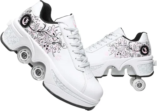 Vista 8 de Rueda de deformación de doble hilera Zapatos para caminar automáticos Deformación invisible Patín de ruedas 2 en 1 Patines de polea extraíble