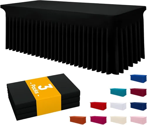 Vista 72 de Smiry Mantel de Spandex, Mantel Elástico Ajustable Extensible para Mesas Rectangulares de 6 Pies, Falda Cubierta de Mesa Impermeable y Lavable