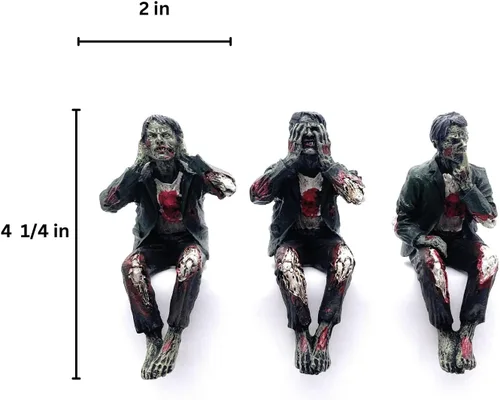 Vista 2 de RUSTIX - Figuras de zombies Walking Dead – See Hear Speak No Evil Undead - Estante, coleccionables y decoración de zombies, regalos perfectos