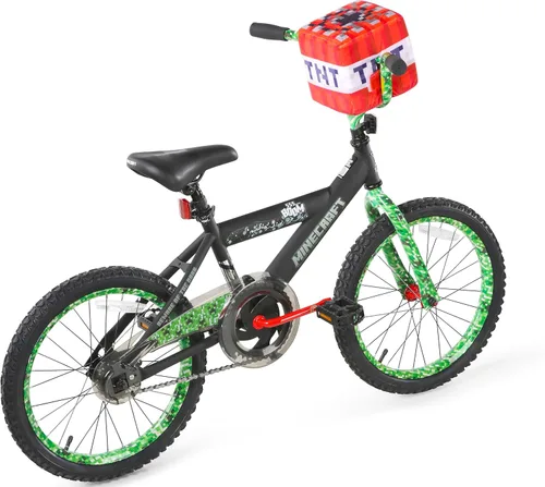 Vista 2 de Minecraft 18-Inch Kids Bike - Unisex Bike with Creeper Graphics, Coaster Brake, Adjustable Seat, Removable Training Wheels, Ages 6-9, 42”-53” Tall
