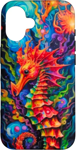 Vista 31 de Funda para iPhone 14 Plus Seahorse Coastal Colorful Ocean Life Art Aquarium Lover Case