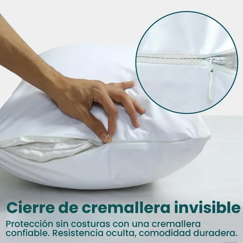 Vista 5 de Protectores de almohada impermeables con cremallera, tamaño estándar, paquete de 2 fundas de almohada con cremallera, fundas protectoras de almohada