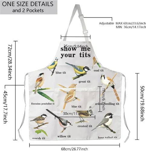 Vista 2 de MBMSO Delantal de tetas con bolsillos, delantal de cocina para observación de aves para amantes de las aves Tetas Delantal w