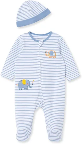 Vista 7 de Little Me Conjunto de mameluco y gorro 100% algodón, prematuro a 9 meses Corderos Azules