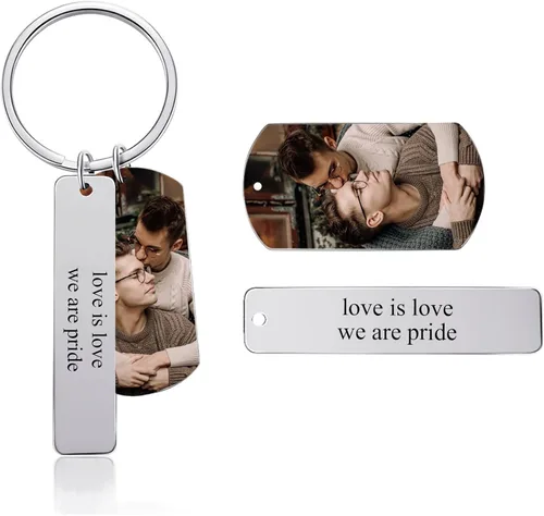 Vista 5 de Llavero personalizado con imagen Llavero grabado personalizado para pareja, padre, novio, hombres, marido regalos