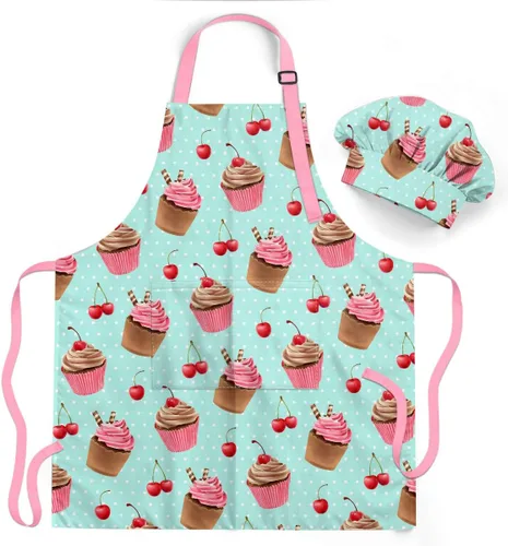 Vista 17 de SANDJEST Juego de delantal para niños con gorro de chef, regalos de delantal de cocina Alfabeto