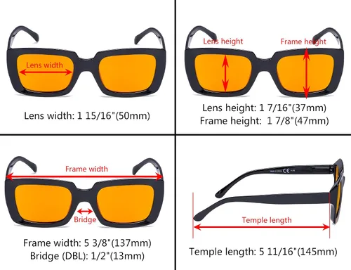 Vista 5 de Eyekepper Paquete de 4 lentes de lectura con bloqueo de luz azul, cuadrados de gran tamaño, para lectura de computadora, teñido de naranja, +0.50