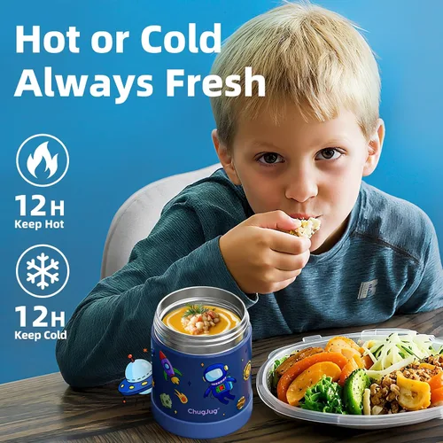 Vista 2 de Termo de sopa de 15 onzas para comida caliente para niños, tarro de comida aislado con cuchara, recipiente térmico para almuerzo, boca ancha vacío