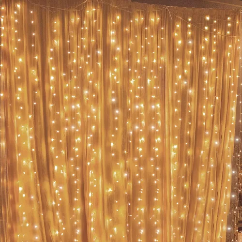 Vista 9 de Twinkle star - Cortina de cadena de 300 LED para ventana, luces para bodas, hogar, jardines, habitaciones, decoraciones de pared interiores
