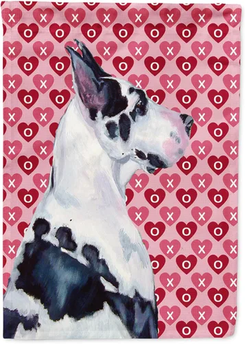 Vista 236 de Caroline's Treasures SS4484GF Bandera de jardín con diseño de bulldog inglés y corazones para el Día de San Valentín, bandera decorativa para patio