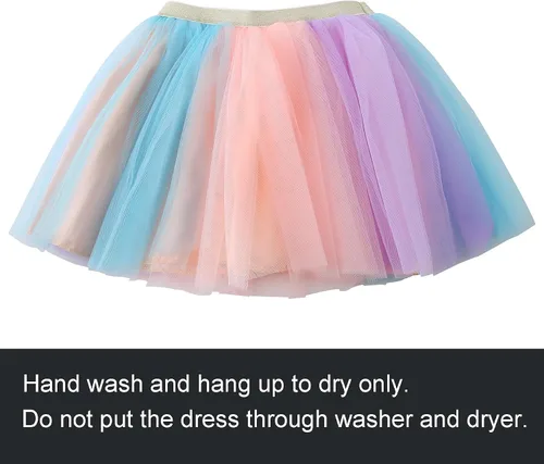 Vista 3 de Jastore Falda tutú arcoíris en capas para niñas, vestido de baile con volantes, ropa de club
