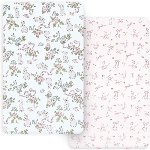 Vista 21 de PHF Juego de sábanas de moisés suave, paquete de 2 sábanas sedosas, cómodas y transpirables para bebés niños y niñas, ajuste universal para la Castle