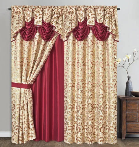 Vista 2 de GOHD Samba Star. Panel de cortina de ventana jacquard con cenefa elegante adjunta y respaldo de tafetán. Juego de 2 piezas. Cada pieza de 54