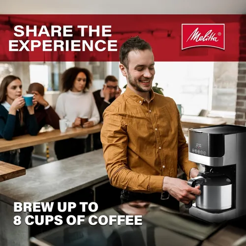 Vista 5 de Melitta Aroma Tocco - Cafetera térmica de goteo, 8 tazas, programable con apagado automático, pausa y servicio, jarra de acero inoxidable con 5