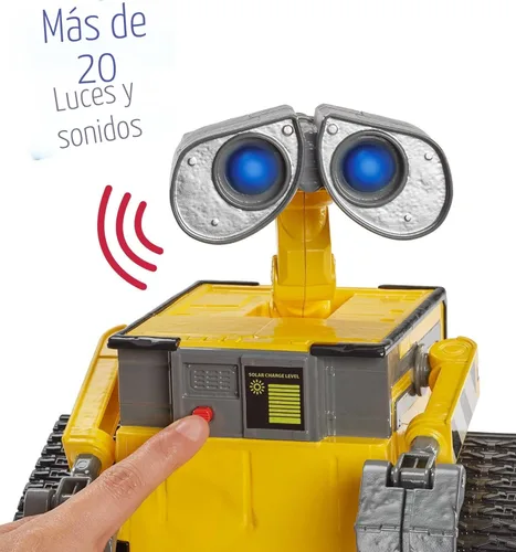 Vista 4 de Mattel Disney Pixar WALL-E - Robot de juguete RC con más de 20 luces y sonidos, figura de acción Hello WALL-E y control remoto
