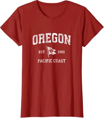Vista 79 de Oregon Vintage barco ancla bandera diseño de West Coast Retro Tee, hombre S, Arándano