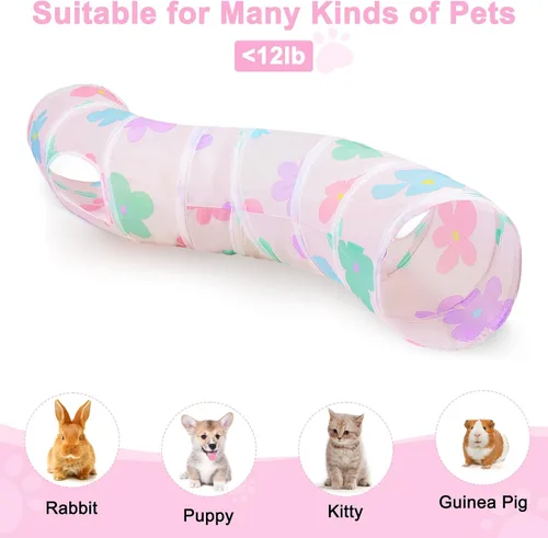 Vista 7 de Glittme Túnel para gatos, túneles para gatos de interior, cueva de gatos en forma de S con juguetes para gatos, tubos plegables para gatos y túneles