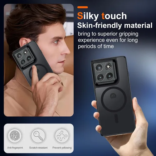 Vista 6 de Pilaru Funda magnética para Motorola Edge 2025 con protector de pantalla (imanes integrados) (protección contra caídas de grado militar) delgada