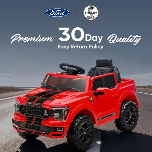 Vista 7 de Hikiddo Ford Shelby F-150 - Camión con licencia para niños, automóvil eléctrico de 12 V para niños de 3 a 6 años con control remoto, color rojo